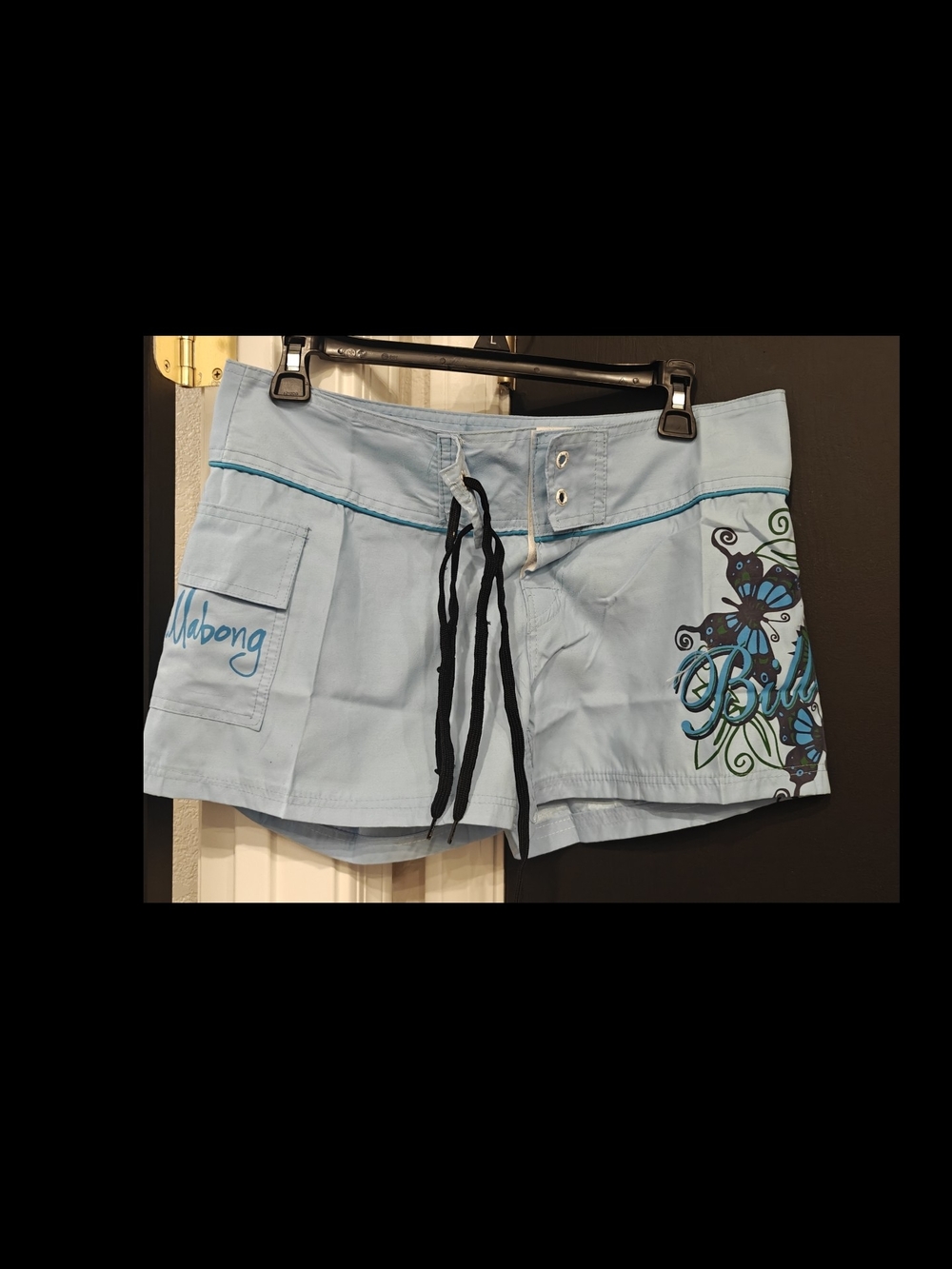 Billabong Light Blue Women's Surf Shorts with Floral Print
